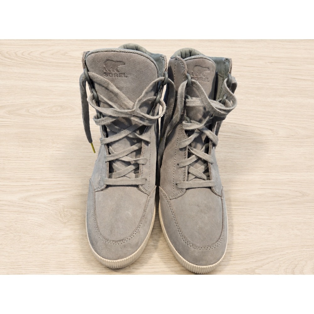 SOREL Out N About Wedge Booties Women 9.5 Dove Quarry Gray Suede